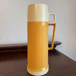 Vintage Thermos, lunch box size, Mustard yellow, 1970's, Glass liner